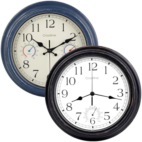 2 Pack Bulk Indoor Outdoor Vintage Wall Clock 12 Inch Battery Operated by CrosstimeWallClockPracticalElegant