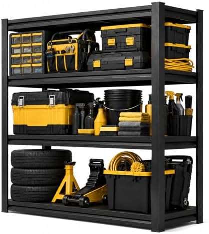 Garage Shelving, 2400 LBS Heavy Duty Metal Storage Shelves, 4-Tier Adjustable by BEESTMUEBLE