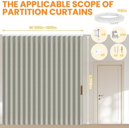 Room Divider Curtain Sets with Flexible Ceiling Track, Privacy Soundproof - Image 2