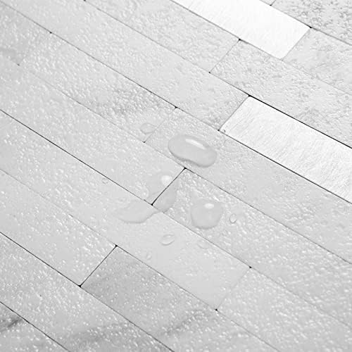 AULIGET Faux White Stone Peel and Stick Backsplash, 2 PVC Mixed Metal Wall - Image 3