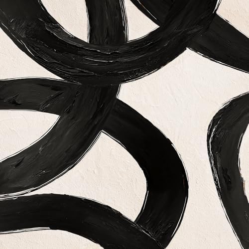 Framed Boho Black and White Brown Modern Abstract Wall Art - Image 4