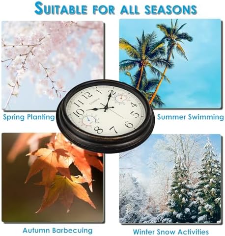 16" Indoor Outdoor Retro Wall Clock Battery Operated Silent - Image 6