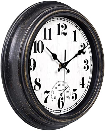 45MinST 12 Inch Indoor/Outdoor Retro Round Waterproof Wall Clock - Image 2