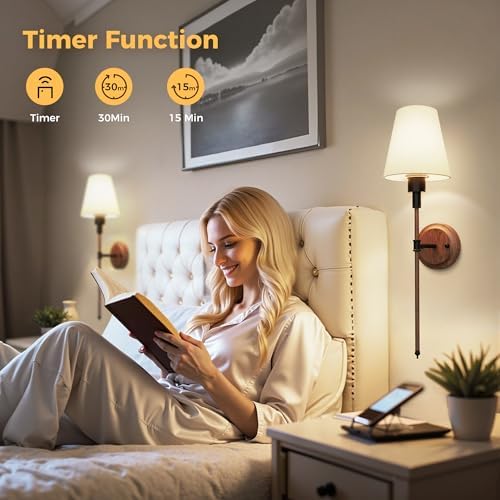 Battery Operated Wall Sconce: Set of 2 Wireless Wall Light 12000mAh - Image 5