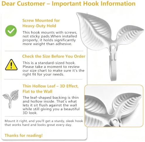 Heavy Duty Vintage Leaf Wall Hooks Set of 4 - Image 4