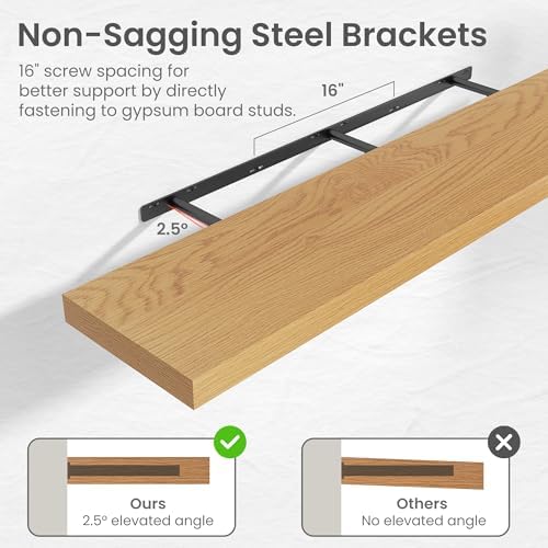 16 in Floating Shelves for Wall Decor Color Oak, Pack 2 - Image 4