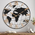 Pytha Sight 20 Inch Metal Large World Map Wall Clocks by Pytha+Sight