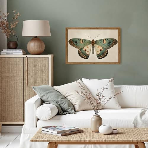 AVECCO Vintage Green Butterfly Decor Framed Wall Art Canvas 16x24 inch - Image 4