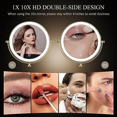 9" Wall Mounted Lighted Makeup Mirror, Oval Base - Image 2