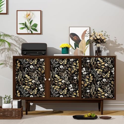 Laatse Vintage Dark Floral Gold Leaf Peel and Stick Wallpaper 17.5"x787" - Image 3
