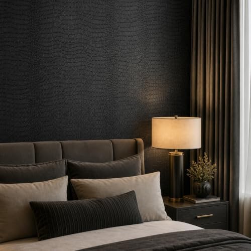 Black Peel and Stick Wallpaper, 15.7'' X 118'' Crocodile Wallpaper - Image 4