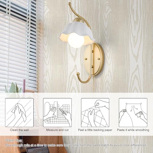 Beige and Gold Wood Contact Paper 17.3"x80" Peel and Stick Wallpaper - Image 3