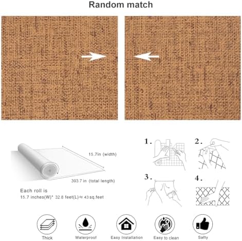 Brown Grasscloth Wallpaper Peel and Stick 393.7" Textured Brown Contact Paper - Image 5