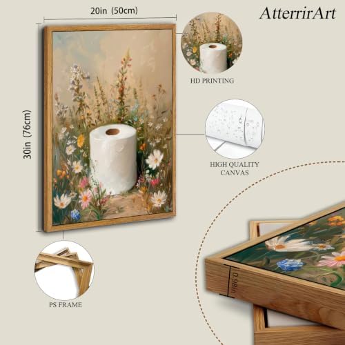 AtterrirArt Framed Whimsical Bathroom Wall Art Toilet Paper Flower Artwork - Image 4
