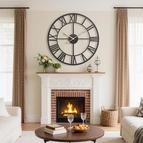 14 Inch Black Metal Roman Numerals Wall Clocks - Image 3