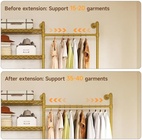 ONBRILL L3 Wall Mounted Metal Pipe Closet System Heavy Duty Garment Rack - Image 4