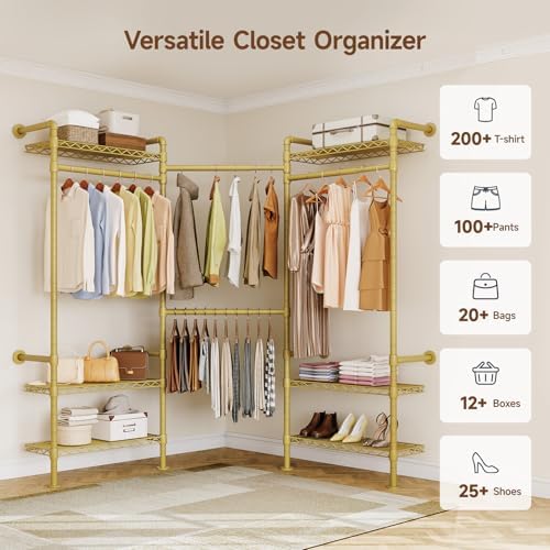 ONBRILL L3 Wall Mounted Metal Pipe Closet System Heavy Duty Garment Rack - Image 3