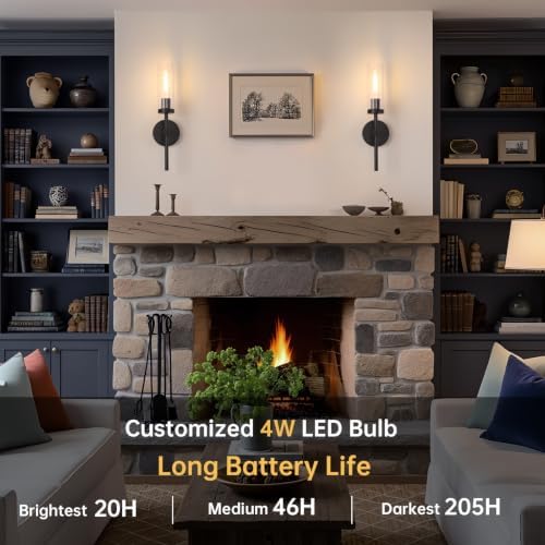 Shenmoyl Battery Operated Wall Sconces Set of 2, Dimmable Wall Lights - Image 2