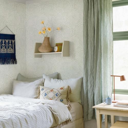 Ismoon Green Peel and Stick Wallpaper Boho Floral Contact Paper 17.3x196in - Image 5
