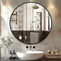 Delma 22 Inch Black Round Circle Mirror by Delma