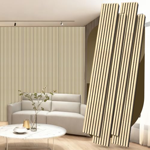 4 Pack Wood Panels for Wall, 106.3" × 11" Wood Slat Acoustic Panels, Soundproof by Ritollo