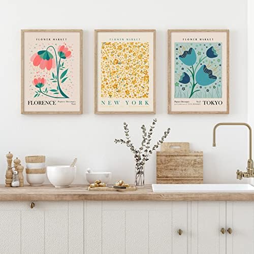 AnyDesign 9 Pcs Flower Market Decoration Matisse Wall Art Prints Floral Art - Image 6