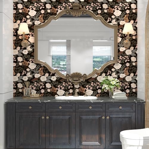 Brown Vintage Floral Peel and Stick Wallpaper 17.5" x 118" - Image 4
