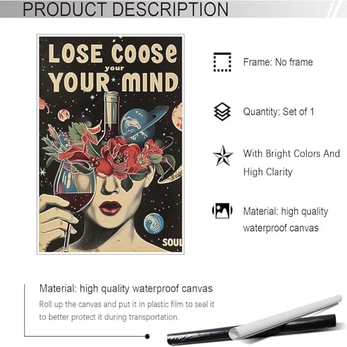 Vintage Lose Your Mind Your Coose Soul Flowers Posters Room Aesthetics Black - Image 7
