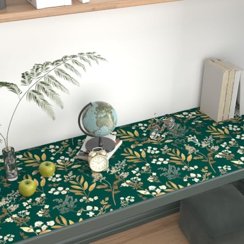 Laatse Vintage Dark Green Gold Floral Peel and Stick Wallpaper 17.5"x197" - Image 4