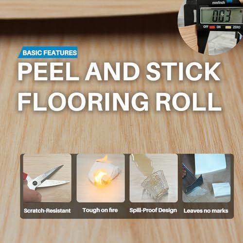 Wood Grain Peel and Stick Floor Tiles, 11.8" W × 118" L, Natural Oak - Image 3