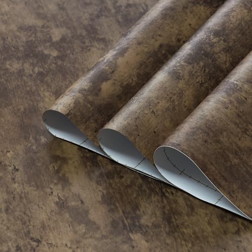 Dark Brown Concrete Wallpaper Peel and Stick Tan Cement Contact Paper Vintage - Image 2