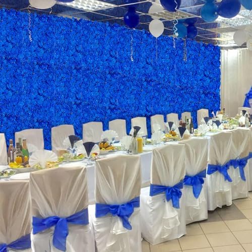 BLOSMON Royal Blue Flower Wall Panel Backdrops, 24 x 16 Inch - Image 4
