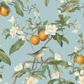 Laatse Vintage Blue Bird Floral Botanical Wallpaper 17.5"x78.7" by Laatse