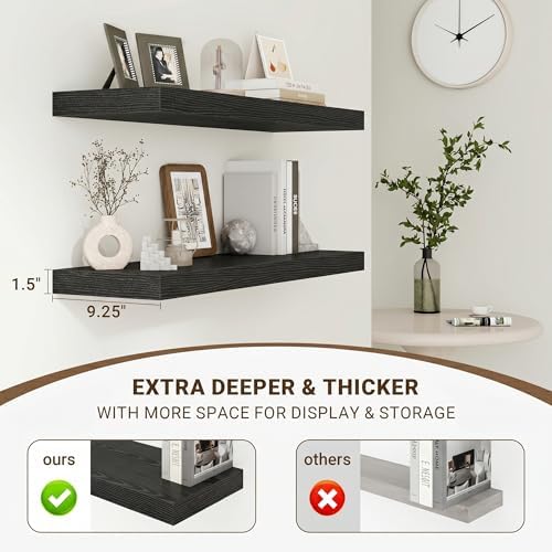 Acovy 24 Inch Floating Shelves, Wooden Shelves - Image 4