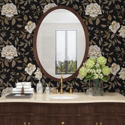 Laatse Dark Golden White Peony Floral Wallpaper Peel and Stick 17.5"x787" - Image 2