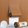 Peel and Stick Wood Slat Wall Panel 3D PVC Faux Walnut Wood Grain Wallpaper by NEPIS
