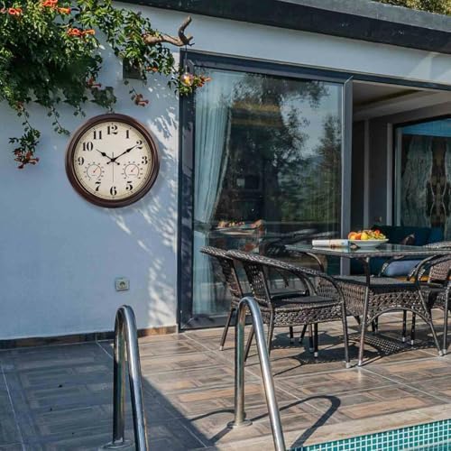 JENLYSTIME 16 Inch Dark Brown Vintage Waterproof Outdoor Wall Clock - Image 4