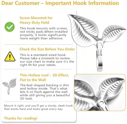 Heavy Duty Vintage Leaf Wall Hooks Set of 4 - Image 4