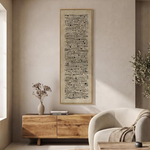 Large Framed Neutral Brown and Black Abstract Wall Art, Long Vertical 20x60 - Image 4