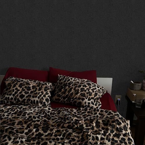 Fititem 11.8”×472” Black Peel and Stick Wallpaper Crocodile Texture Modern - Image 3