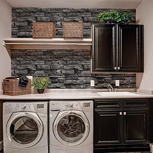 Jeweluck Grey Brick Wallpaper Stone Peel and Stick Wallpaper 17.7”×118.1” - Image 6