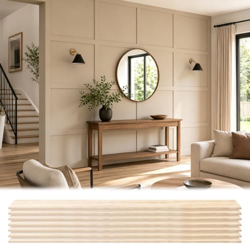 Paulownia Wood Wall Panel Board Batten Panel Kit 12.14 ft x 8 ft by Memorywuu