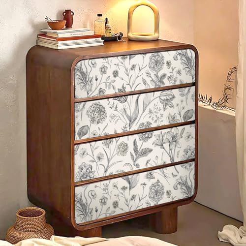 Beige and Black Floral Peel and Stick Wallpaper Floral 17in x 197in - Image 4
