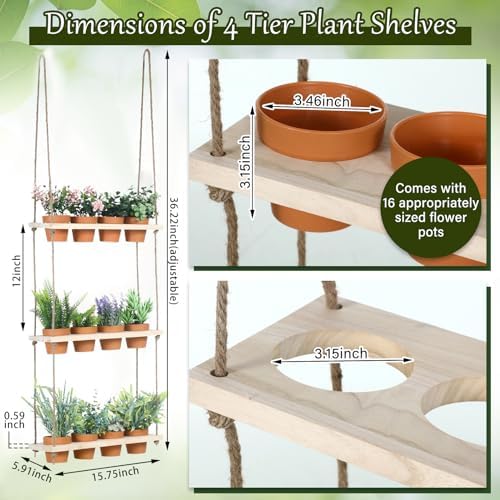 FillTouch 12 Pcs 3 Tiered Hanging Herb Garden Wall Hanging Planter - Image 2