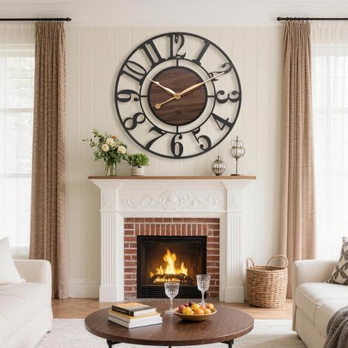 24 Inch Black Arabic Numeral Large Wall Clock - Image 3