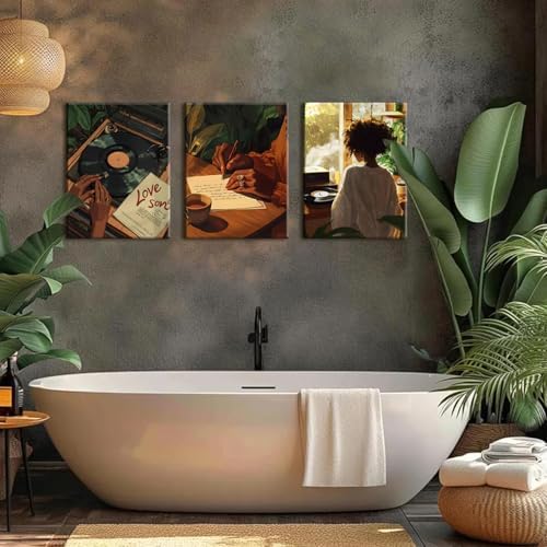 Black Woman Wall Art Set of 3 Fashion Black Girl Wall Decor, Trendy African - Image 2