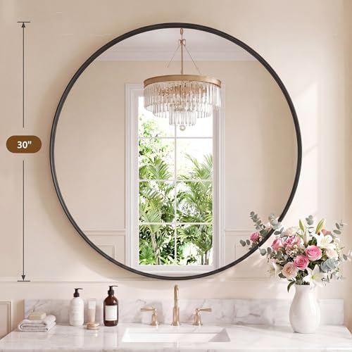 Bathroom Round Mirrors for Over Sink, 30 Inch Wall Circle Mirror - Image 2