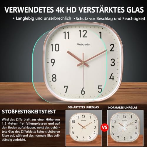 10 Inch Wall Clock, Silent Non Ticking Wall Clocks Battery Operated, Square - Image 5