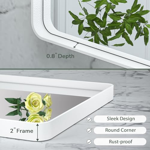 TokeShimi 48 x 24 Inch Bathroom Mirror White Vanity Wall Mirror - Image 4