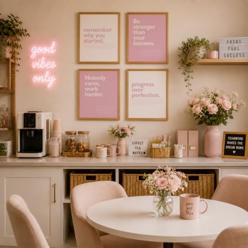 DSHFG Pink Motivational Inspirational Office Wall Art Decor Prints Set of 4 - Image 5